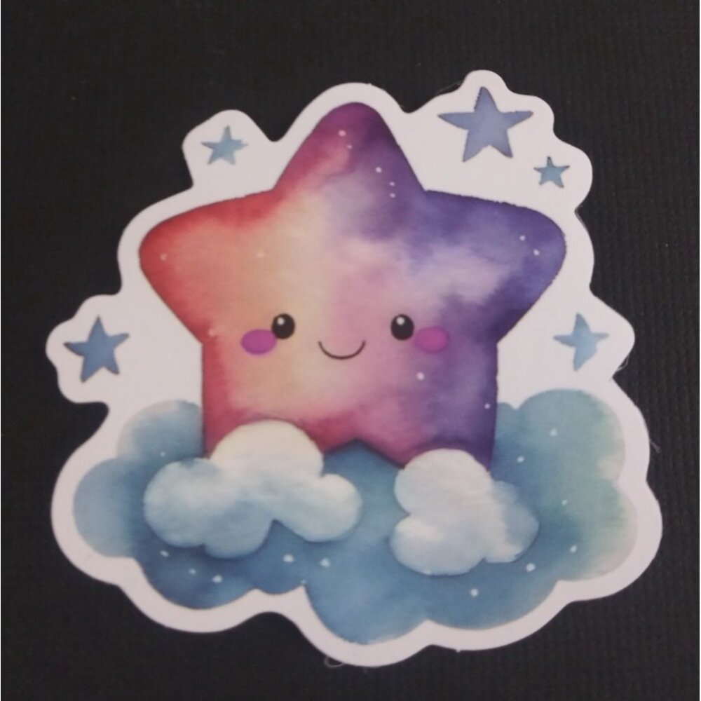 10/$10 Happy Purple & Pink Star On Cloud Sticker 2.38" x 2.25" (A)
